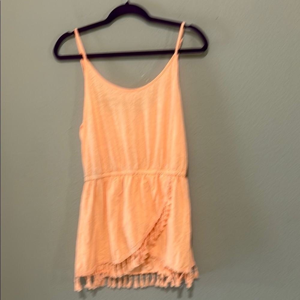 Peach Sleeveless dress with Tassel Hem coverup or top rare - Picture 2 of 8